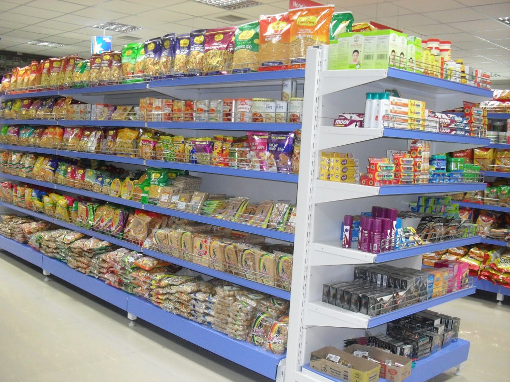 Kirana back-to-back rack aisle